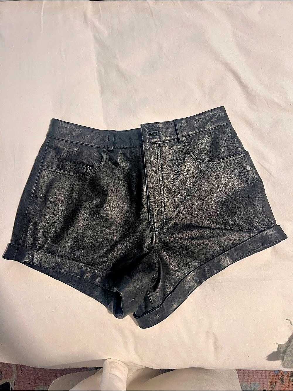 LPA High Waist 100% genuine Leather Shorts in Black Size Small